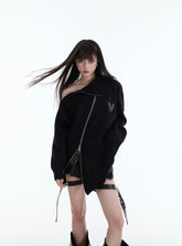 High - Neck Metal Zip - Up Sweater - COPPING THREADS - CT Select